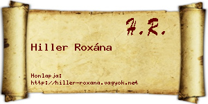 Hiller Roxána névjegykártya